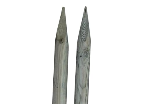 TIMBERMIK ø 8cm 2-Pack Spitze Holzpalisaden Länge: 180 cm Imprägniert Olivgrün Holzpfähle Garten Palisade Holz Baumpfahl Zaunpfosten Witterungsbeständig Weidezaunpfähle Gartenzaun von TIMBERMIK