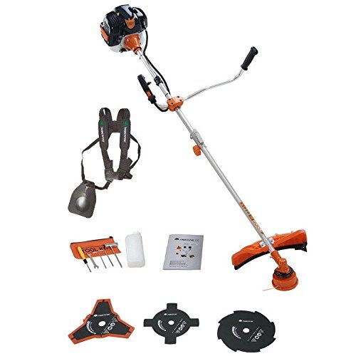 TIMBERPRO Benzin Kombi 2in1 Motorsense Rasentrimmer Freischneider Trimmer 52cm³/3PS mit Doppelfadenkopf und 3 Zahn von TIMBERPRO