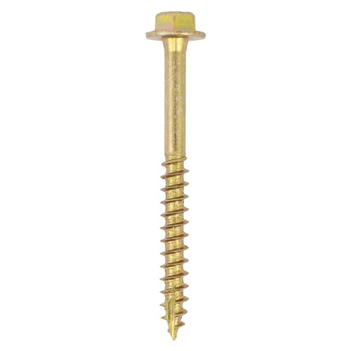 TIMCO Advanced Coach Screws - Hex flange - Gold - Aggressive slash point tip for easy driving - 3 x faster than standard coach screws - M6 x 40mm - Box of 100 von TimCo