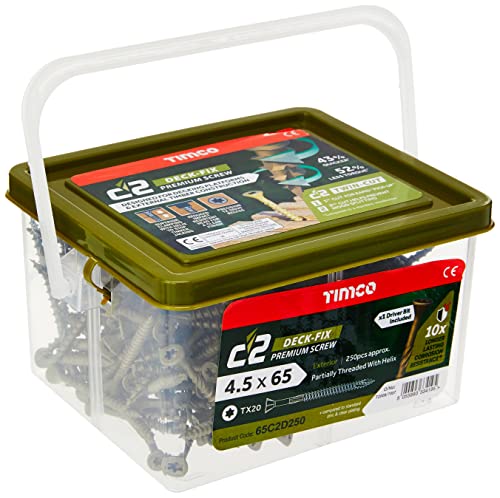 TIMCO C2 Terrassenschrauben TX20 CSK GRN Range, 4,5 x 65 mm, 250 Stück von TimCo