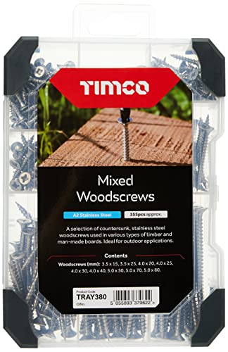 TIMCO Schrauben aus Edelstahl A2 – gemischte Wanne – 355 Schrauben von TimCo