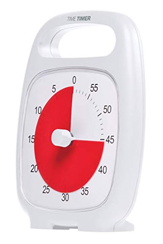 TIME TIMER PLUS 60 Minuten Visueller Analog-Timer Uhr - Optionaler aktustischer Alarm (Lautstärkeregler) Kein lautes Ticken; Zeitmanagement-Tool (weiß) von TIME TIMER