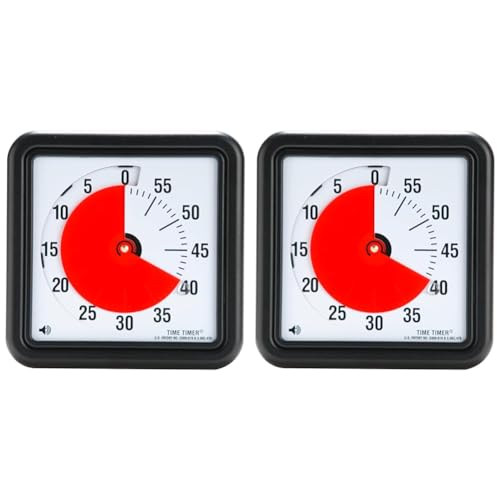 Time TTA1-W Timer Original Medium 18x18 cm; 60-Minuten visueller Timer - Countdown-Uhr für Klassenzimmer oder Besprechungen für Kinder und Erwachsene (schwarz) (Packung mit 2) von TIME TIMER