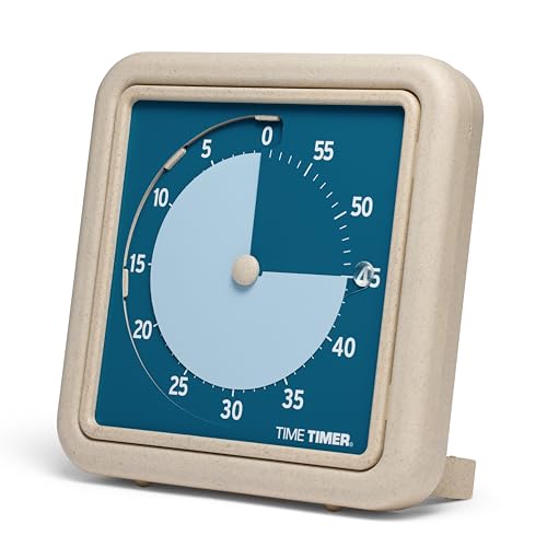 Time Timer® Retro Eco Edition visueller Timer, 20,3 cm, 60 Minuten Schreibtisch-Countdown-Uhr, hergestellt aus mindestens 20% natürlichem Pflanzenmaterial, blaues Wasser, Blau von TIME TIMER