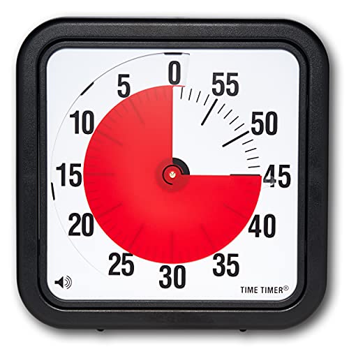 Time Timer Original Large 30x30 cm; 60-minuten visueller Timer - Countdown-Uhr für Klassenzimmer oder Besprechungen für Kinder und Erwachsene (schwarz) von TIME TIMER