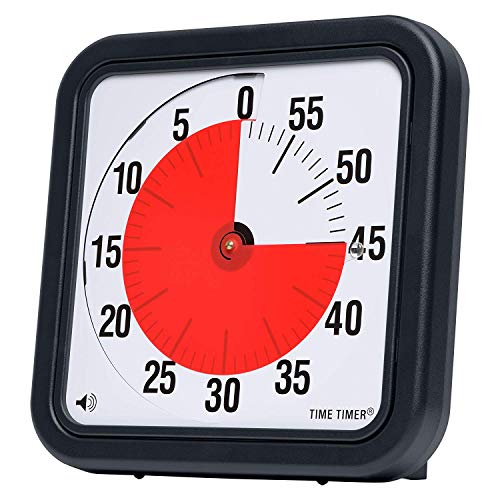 Time Timer Original Large 30x30 cm; 60-minuten visueller Timer - Countdown-Uhr für Klassenzimmer oder Besprechungen für Kinder und Erwachsene (schwarz) von TIME TIMER