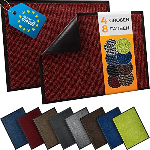 TIMELEOS Fußmatte Schmutzfangmatte mit äußerst starker Schmutz und Feuchtigkeitsaufnahme Eingangstürmatte wasserdicht (Rot, 80 x 120 cm) von TIMELEOS