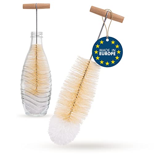 TIMELEOS Flaschenbürste für Glasflaschen Flaschenreiniger Reinigungsbürste Sodastream Reinigung Flaschenreiniger für Glaskaraffe Trinkflaschen Babyflaschen Sodaflaschen (Nylon hell 1er Set) von TIMELEOS