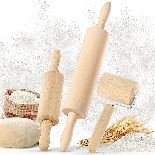 TIMELEOS Nudelholz Holz - Teigroller - Wellholz - Nudelholz als Backzubehör - Backrolle aus Buchenholz zum Teigrollen - stabil & langlebig - (Teigrolle klein, Teigrolle groß, Backblechrolle) von TIMELEOS