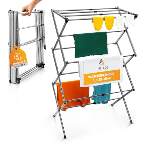 TIMELEOS Wäscheständer klappbar platzsparend- Camping leicht – platzsparender klappbarer Turmwäscheständer faltbar & ausziehbar, ideal für Balkon & Outdoor Reise von TIMELEOS