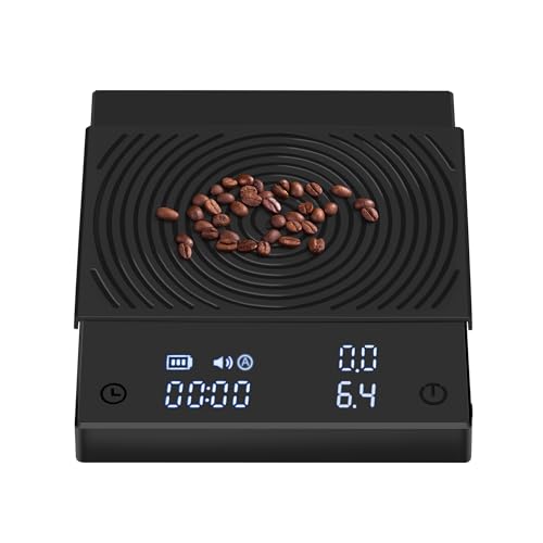 Black Mirror Basic 2, TIMEMORE Kaffeewaage mit Timer, Durchflusskontrolle, 0,1g Genauigkeit, mit automatischem Timer, 2000g Kapazität, Schwarz von TIMEMORE