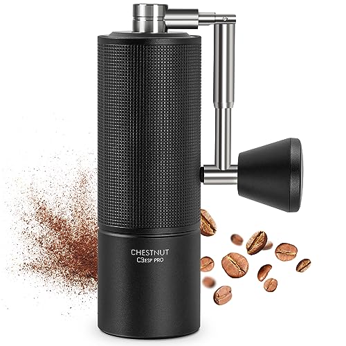 TIMEMORE Chestnut C3 ESP PRO, manuelle Kaffeemühle, Upgrade integriertes Ganzmetallgehäuse, Edelstahl S2C Kegelschliff, Handkaffeemühle mit Klappgriff, für Espresso bis French Press, Schwarz von TIMEMORE