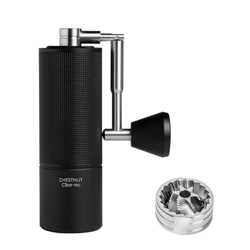 TIMEMORE Chestnut C3 ESP Pro Ganzmetall Kaffeemühle Manuelle Mit Präziser Mahlgradeinstellung, Edelstahl und Kegelförmigem Mahlwerk, Klappbarem Griff Bohnenbehälter 25g Coffee Grinder - Schwarz von TIMEMORE