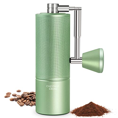 TIMEMORE Chestnut C3s PRO Kaffeemühle Manuell, Upgrade Integrierte Ganzmetallgehäuse, Handkaffeemühle mit klappbarem Griff, für Espresso bis French Press - Grün von TIMEMORE