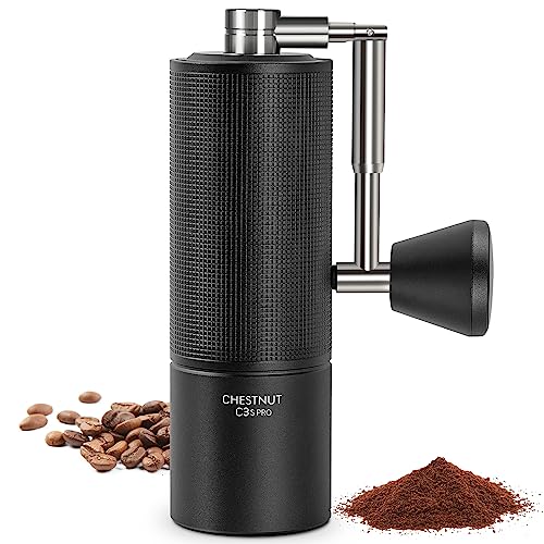 TIMEMORE Chestnut C3s PRO Kaffeemühle Manuell, Upgrade Integrierte Ganzmetallgehäuse, Handkaffeemühle mit klappbarem Griff, für Espresso bis French Press - Schwarz von TIMEMORE