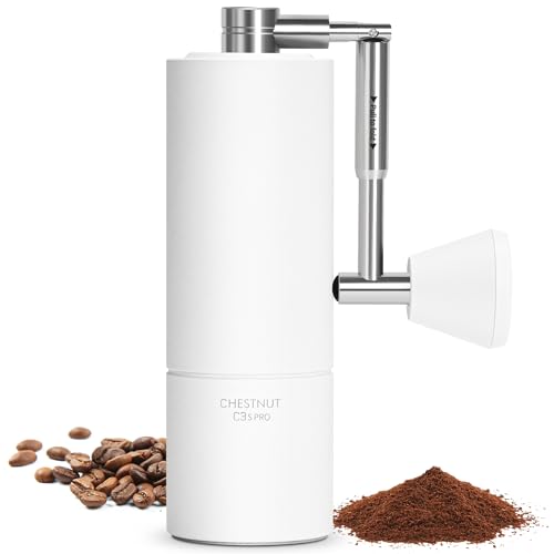 TIMEMORE Chestnut C3s PRO Kaffeemühle Manuell, Upgrade Integrierte Ganzmetallgehäuse, Handkaffeemühle mit klappbarem Griff, für Espresso bis French Press - Weiß von TIMEMORE