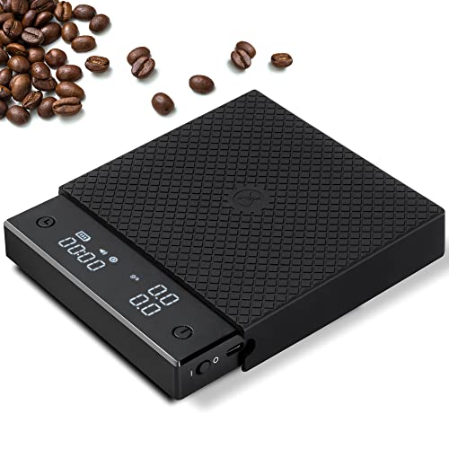 TIMEMORE Exklusiv - Black Mirror Basic PRO Kaffeewaage mit Timer, Durchflussmessung, Digitale Kaffeewaage mit 0,1g präziser Graduierung, Espresso waage, Küchenwaage 2000 Gramm, Schwarz von TIMEMORE