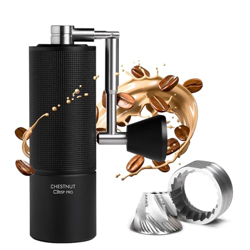 TIMEMORE kaffeemühle manuell Edelstahl Kaffeebohnen Mühle mit klappbarem Kastanie C3ESP PRO interne einstellbare Einstellung, doppelte Lagerpositionierung für Espressomühle Kaffee Schwarz von TIMEMORE