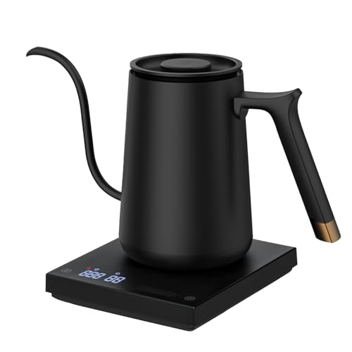 TIMEMORE wasserkocher mit temperatureinstellung Elektrischer Schwanenhalskessel BPA-freier wasserkocher edelstahl Teekocher elektrisch Automatische Abschaltung für Kaffee, 600ml, Mattschwarz von TIMEMORE