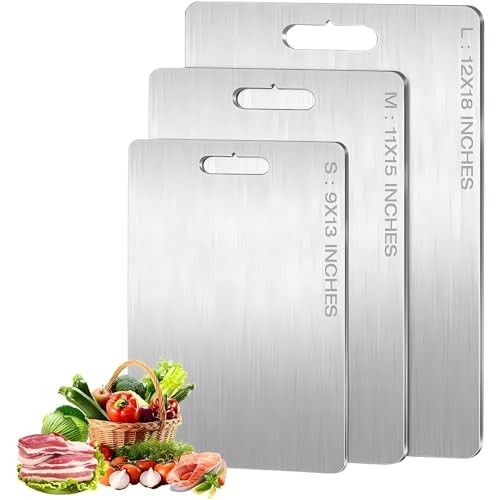 Titan-Schneidebretter für die Küche, Edelstahl-Schneidebrett, Schneide Hygiene und Haltbarkeit, Metall-Schneidebrett, doppelseitig, lebensmittelechtes Schneidebrett für Fleisch, Obst und Gemüse (27,9 Titan-Schneidebretter für die Küche, Edelstahl-Schneidebrett, Schneide Hygiene und Haltbarkeit, Metall-Schneidebrett, doppelseitig, lebensmittelechtes Schneidebrett für Fleisch, Obst und Gemüse (27,9 von TIMENIL