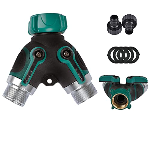 TIMESETL 2 Wege Verteiler 3/4 Zoll, Y Verteiler Wasserhahn Wasserdurchfluss regulier und absperrbar, Praktisch Einsatz im Garten, inklusive 2 x Hahnstück und 4 x Gummi-Unterlegscheiben TIMESETL 2 Wege Verteiler 3/4 Zoll, Y Verteiler Wasserhahn Wasserdurchfluss regulier und absperrbar, Praktisch Einsatz im Garten, inklusive 2 x Hahnstück und 4 x Gummi-Unterlegscheiben von TIMESET