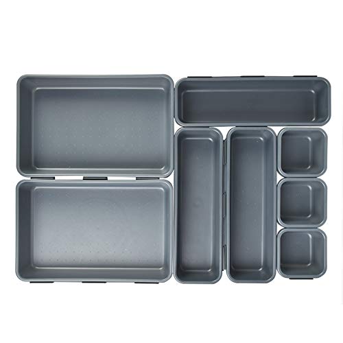 TIMESETL Schubladen Organizer Büro 8er Schubladen Organizer Ordnungssystem Schreibtisch Organizer Schubladen Organizer Schreibtisch Aufbewahrung Schublade Ordnungsboxen Schubladen, 3 Größen von TIMESETL