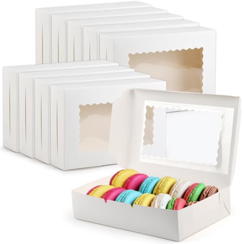 TIMESETL 10 Cupcake Boxes 30x20x7 CM White Bakery Boxes With Window, Weiße Cupcake-Boxen Mit Sichtfenster, Süße Cupcake-Verpackungen, Cupcake Transportbox Muffin Box Dessertbox Geeignet Für Cupcakes von TIMESETL