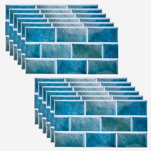 Klebefliesen Küche 3d Fliesenaufkleber TIMESETL 12Stück Selbstklebend Fliesenaufkleber 30x15 cm Selbstklebende Wandfliesen Fliesenaufkleber Küchen Klebefliesen Wasserdichte für Küche, Badezimmer von TIMESETL