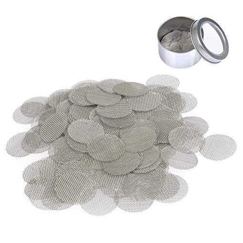 TIMESETL 150Stück Einlegesiebe 15mm Pfeifensiebe Stahlsiebe 5/8 Zoll Edelstahl Rauchfilter Screen Rohr Filterung mit Aufbewahrungsbox von TIMESETL
