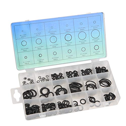 TIMESETL 225Stück Dichtungsringe Set O Ringe Sortiment, NBR Gummi Dichtungen Ringe 18 Verschiedene Sortiment mit Durchmesser 3-22mm Gummiringe von TIMESETL