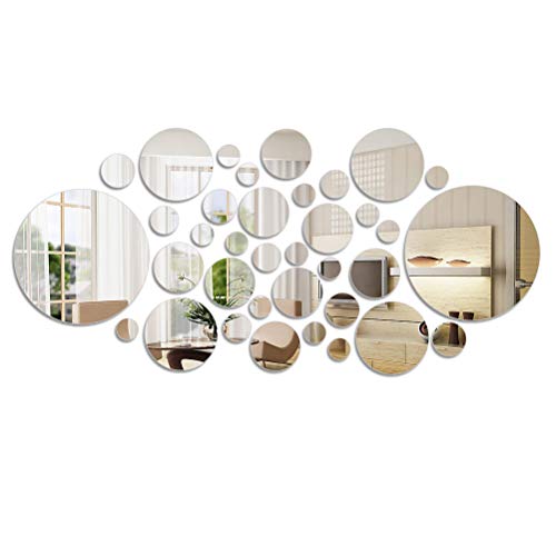 TIMESETL 36 Stück Acryl-Spiegelaufkleber, dekorative Wandaufkleber, rund, im modernen Design, Wandspiegel für Wohnzimmer und Schlafzimmer, Dekoration, 6 Größen von TIMESETL