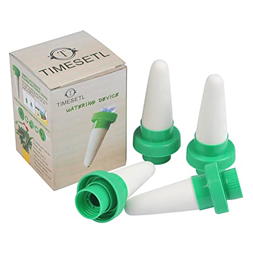 TIMESETL 4er Automatische Bewässerung für Topfpflanzen, Blumen Wasserspender Kegel Keramikkopf Pflanzengießer Tropfbewässerung für Garten, Zimmerpflanzen, Blumen von TIMESETL