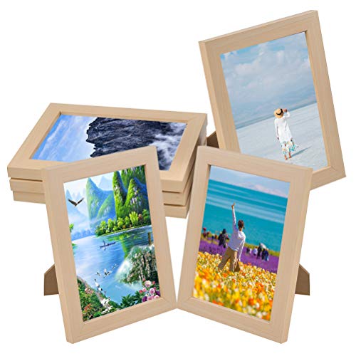 TIMESETL Bilderrahmen Holz 13x18cm 4er Bilderrahmen Kleine A6 Fotorahmen au MDF Holz Platten Tischrahmen für 10x15 CM Fotos und Bilder, mit Hochauflösende Acrylglas und Drehverschluss Rückwand von TIMESETL