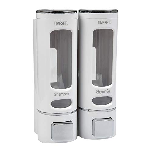 TIMESETL Dual Seifenspender Wandbefestigung Weiß, 400ML x 2 Wandmontierter Manueller Seifenspender Wandmontage, Shampoospender Seifenspender Doppelt Wandbefestigung für Badezimmer, Küchen, Hotel TIMESETL Dual Seifenspender Wandbefestigung Weiß, 400ML x 2 Wandmontierter Manueller Seifenspender Wandmontage, Shampoospender Seifenspender Doppelt Wandbefestigung für Badezimmer, Küchen, Hotel von TIMESETL