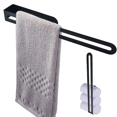 TIMESETL Handtuchhalter Schwarz 37CM, Edelstahl, Selbstklebend, 1 kg Tragkraft von TIMESETL