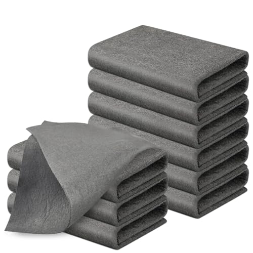 TIMESETL Magisches Reinigungstuch 10 Stück Wiederverwendbare Reinigungstücher Microfaser Putztuch Spüllappen Waschbar, Magisches Reinigungstuch für Autos,Küche,Glas, Mikrofasertuch Grau, 30 x 30cm von TIMESETL
