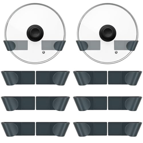 Topfdeckel Aufbewahrung Wand TIMESETL16 Stück Topfdeckelhalter Selbstklebend Kochtopfdeckelhalter Schublade Küche Wand Schranktür Topfdeckel Organizer Kochtopf Deckel Halter Ohne Bohren, Grau von TIMESETL