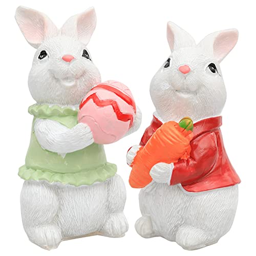 1 Paar Osterdeko Osterhase Desktop Ornamente Osterhase Kaninchen Bunny Figuren Ornamente Ostern Party Dekoration Desktop Ornament Osterhase Frühling Deko Osterdekoration Geschenk (White, One Size) von TIMIYUYU