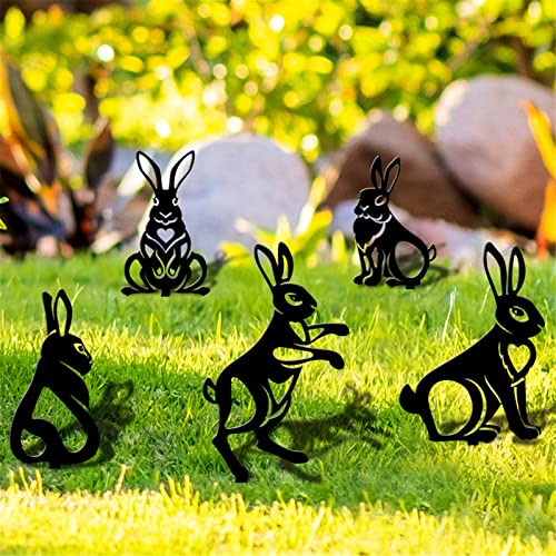 Hasendeko Ostern Gartenstecker Ostern Stecker Acryl Ostern Kaninchen Statue Ornament Osterdekoration Frühlingsdeko Osterhase Dekofigur Gartenfigur Acryl Garten Statue Dekoration für (F-5pc, One Size) von TIMIYUYU