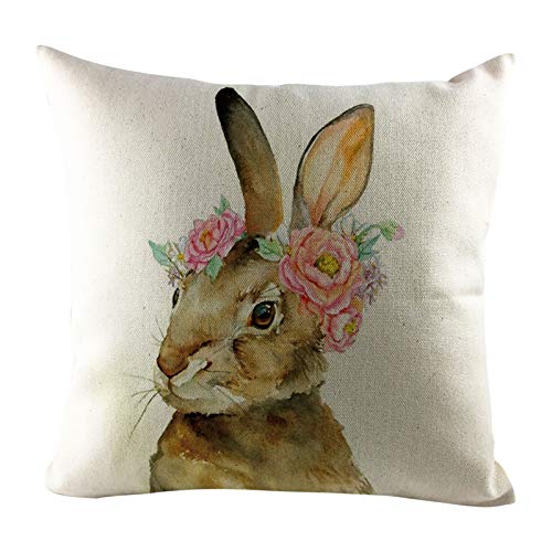 Kissenbezug Ostern Osterdeko Ostereier Häschen Kissenhülle Kissenbezug Dekokissen Cases Ostern Deko Sofa Kissen 45x45cm, Dekorative Kissenhülle für Zierkissenhülle Schlafzimmer Sofa (D-I, 1pc) von TIMIYUYU