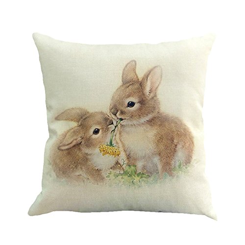 Kissenbezug Ostern Osterdeko Ostereier Häschen Kissenhülle Kissenbezug Dekokissen Cases Ostern Deko Sofa Kissen 45x45cm, Dekorative Kissenhülle für Zierkissenhülle Schlafzimmer Sofa (White2, 1pc) von TIMIYUYU