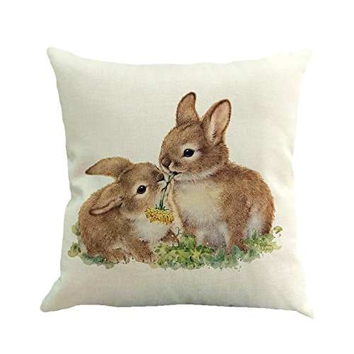 Kissenbezug Ostern Osterdeko Ostereier Häschen Kissenhülle Kissenbezug Dekokissen Cases Ostern Deko Sofa Kissen 45x45cm, Dekorative Kissenhülle für Zierkissenhülle Schlafzimmer Sofa (White6, 1pc) von TIMIYUYU