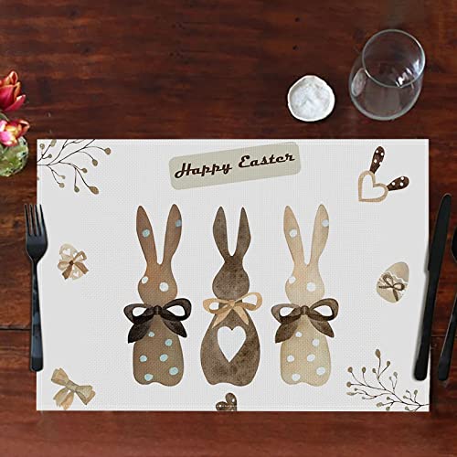 Osterdeko Hase Ostern Platzsets 30x45cm Kaninchen Frühling Waschbare Tischsets Tischdekoration Osterhasen Platzsets Tisch Dekoration Drinnen Urlaub Party Dekor Ostern Küche Tisch (Coffee, One Size) von TIMIYUYU