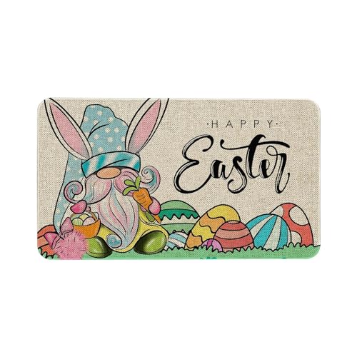 Osterhase Ostern Fussmatte Frühling Fußmatte Blumen Ostereier Hasen Frohe Ostern Fußmatte Osterdeko Fußmatte Outdoor Lustige Osterhasen-Fußmatte Willkommensmatte Geschenk-Fußmatte für (C, One Size) von TIMIYUYU