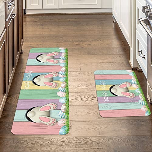 Ostern Fußmatte Küchenteppiche, 2er Set, Ostereier Osterhase Fussmatte Dekoration Willkommensmatte Haustürmatte Frühlingsmatte Fußmatte, Küchenteppich mit Hasen-Motiv, Rutschfest Ostern Fußmatte Küchenteppiche, 2er Set, Ostereier Osterhase Fussmatte Dekoration Willkommensmatte Haustürmatte Frühlingsmatte Fußmatte, Küchenteppich mit Hasen-Motiv, Rutschfest von TIMIYUYU