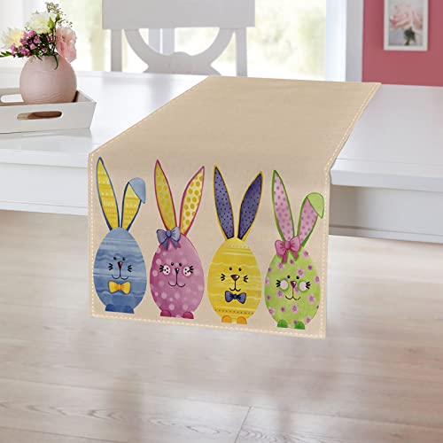 Ostern Tischläufer Frühling Tischläufer Ostern Küche Esstisch Dekoration Tischdecke Osterhasen Ostereier Tischläufer 33 x 183 cm, Ostern Tischdekoration Osterdekoration Tischdeko (D, 33 x 183 cm) von TIMIYUYU