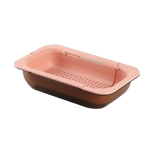 Sieb für Spülbecken Sieb Küche Ausziehbar Aufbewahrungskorb Küchensieb Abflusssieb Küche Organizer Doppellagiger Multifunktion Küchensieb Set Kochsieb Abtropfsieb Gemüse Obst Waschen (D, One Size) von TIMIYUYU
