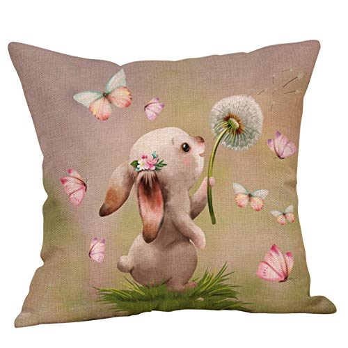 TIMIYUYU Kissenbezug Ostern Osterdeko Ostereier Häschen Kissenhülle Kissenbezug Dekokissen Cases Ostern Deko Sofa Kissen 45x45cm, Dekorative Kissenhülle für Zierkissenhülle Schlafzimmer Sofa (C, 1pc) von TIMIYUYU