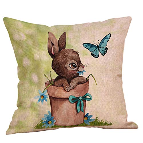 TIMIYUYU Kissenbezug Ostern Osterdeko Ostereier Häschen Kissenhülle Kissenbezug Dekokissen Cases Ostern Deko Sofa Kissen 45x45cm, Dekorative Kissenhülle für Zierkissenhülle Schlafzimmer Sofa (H, 1pc) von TIMIYUYU