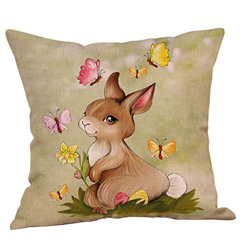 TIMIYUYU Kissenbezug Ostern Osterdeko Ostereier Häschen Kissenhülle Kissenbezug Dekokissen Cases Ostern Deko Sofa Kissen 45x45cm, Dekorative Kissenhülle für Zierkissenhülle Schlafzimmer Sofa (I, 1pc) von TIMIYUYU